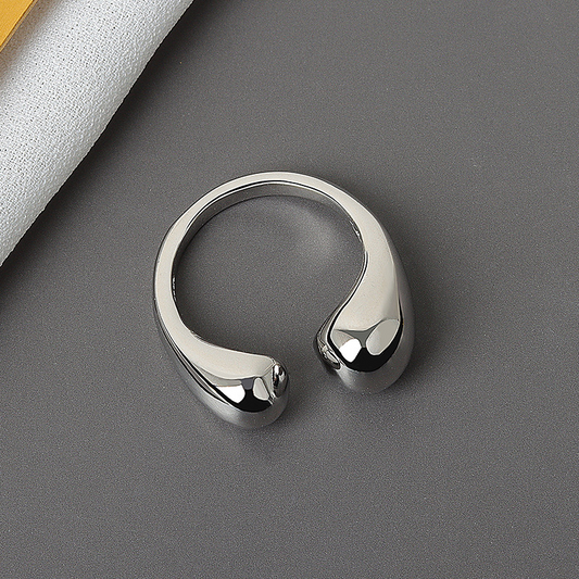 Elegant Water Drop Ring – Adjustable Copper Jewelry in Gold & Platinum