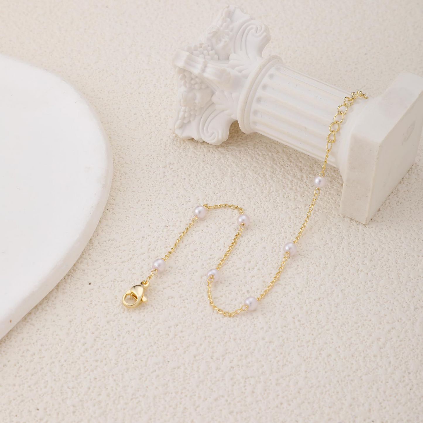 Elegant Heart Pearl Chain Bracelet – Timeless Gold & Silver Design