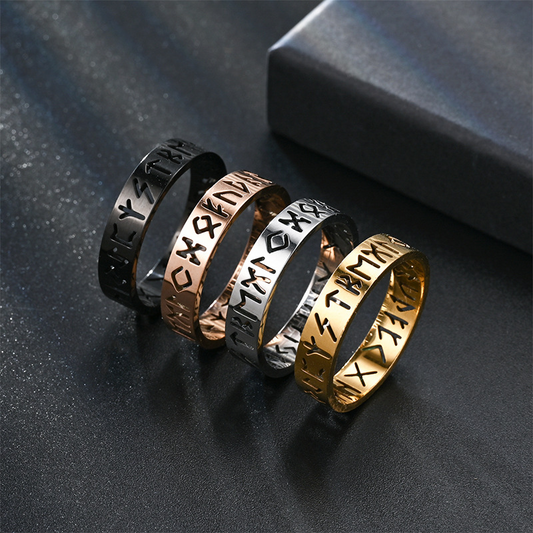 Viking Rune Titanium Steel Ring – Unisex Norse-Inspired Jewelry