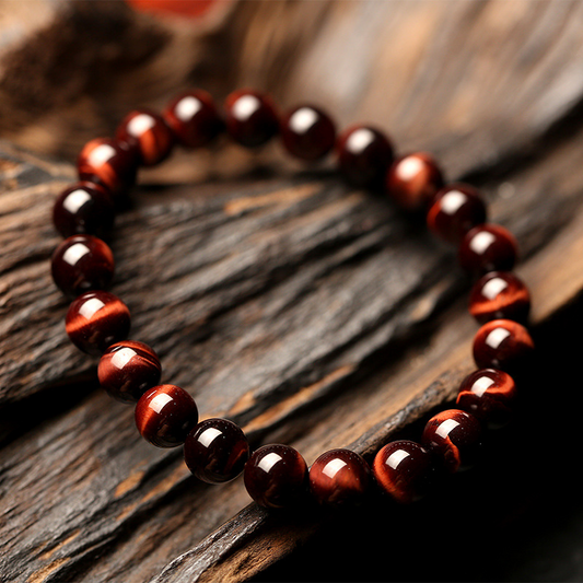 Red Tiger Eye Beaded Bracelet – Vintage Style, Energy & Focus
