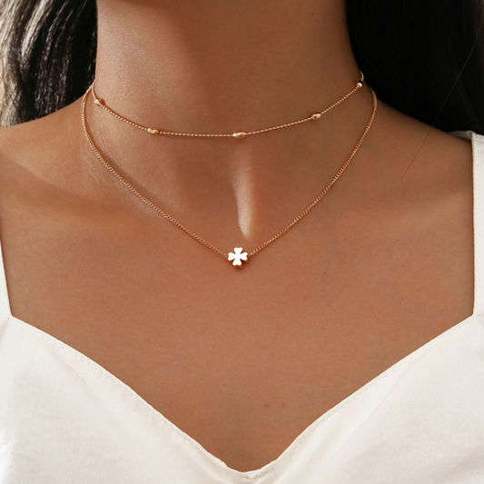 Four Petal Flower Necklace – Elegant Alloy Jewelry for Women