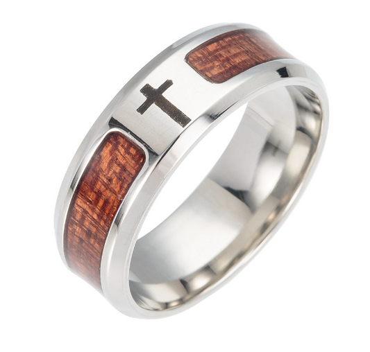 Wood & Steel Tree Ring – Unisex Nature-Inspired Jewelry
