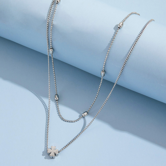 Four Petal Flower Necklace – Elegant Alloy Jewelry for Women