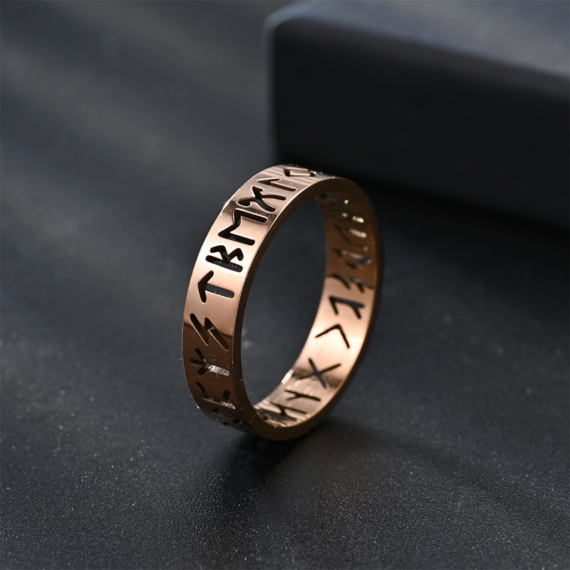 Viking Rune Titanium Steel Ring – Unisex Norse-Inspired Jewelry