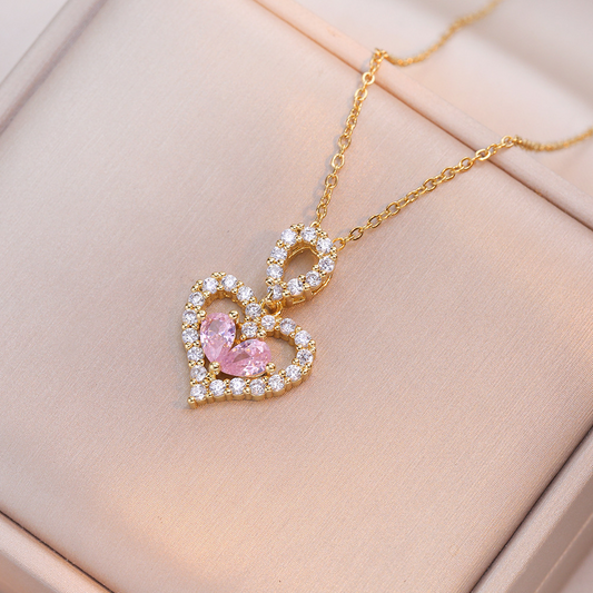Exquisite Crystal Heart Pendant Necklace – Elegant Rhinestone Jewelry for Women