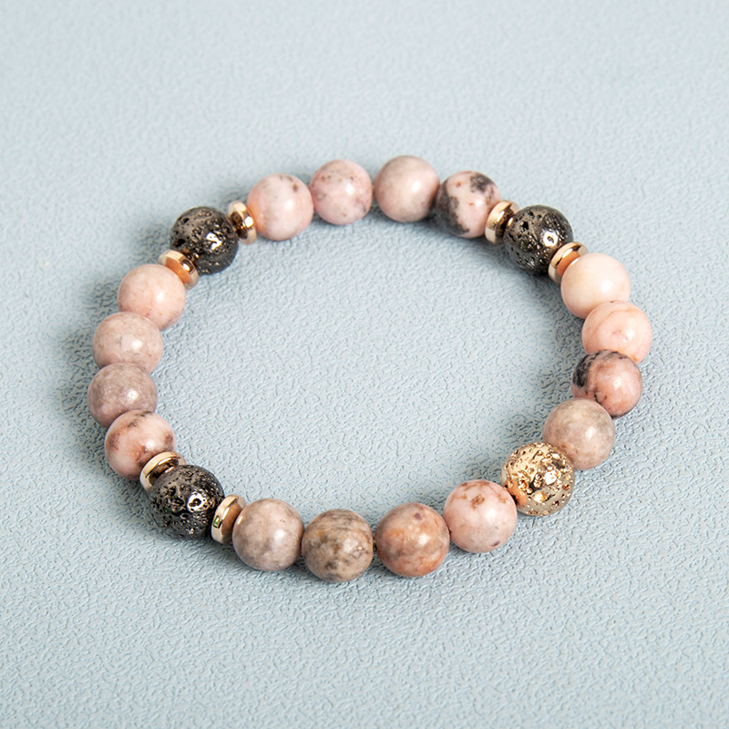 Zebra Stone & Haematite Beaded Bracelet – Natural Energy Jewelry