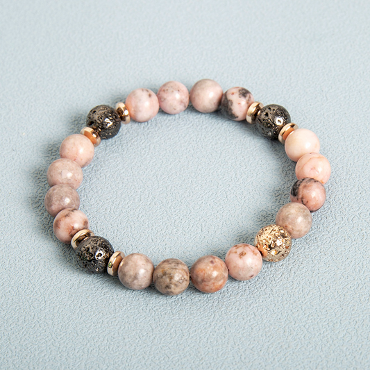 Zebra Stone & Haematite Beaded Bracelet – Natural Energy Jewelry