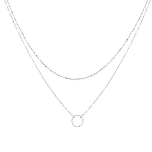 Double-Layer Round Ring Necklace – Elegant Alloy Jewelry for Women