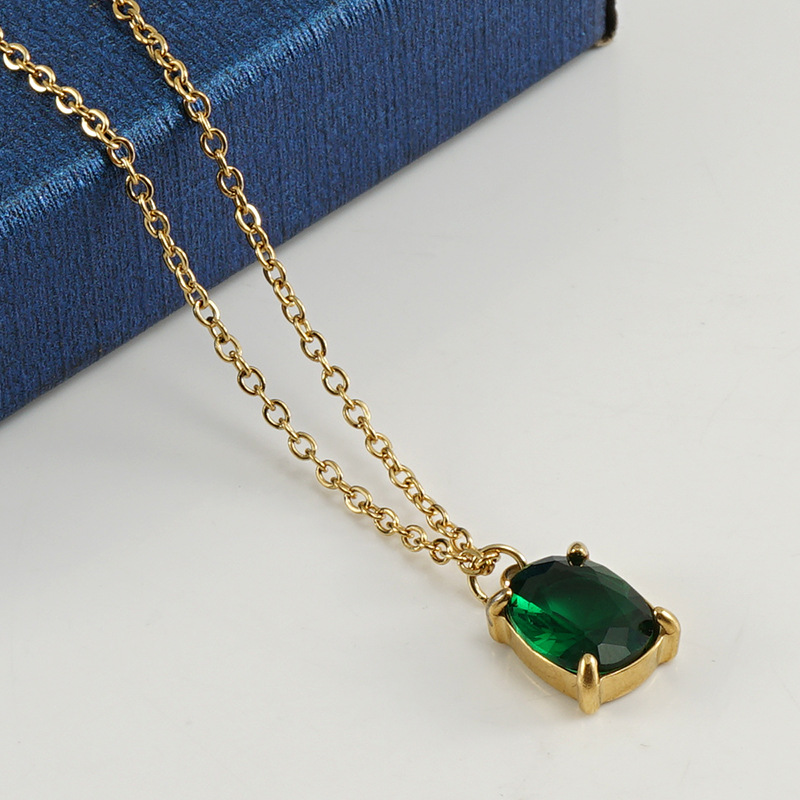 Irregular Zircon Pendant Necklace – Elegant Stainless Steel Jewelry