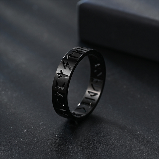 Viking Rune Titanium Steel Ring – Unisex Norse-Inspired Jewelry