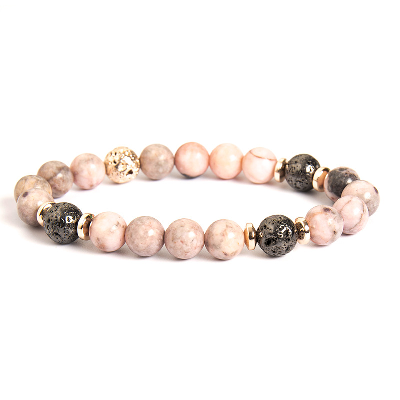 Zebra Stone & Haematite Beaded Bracelet – Natural Energy Jewelry