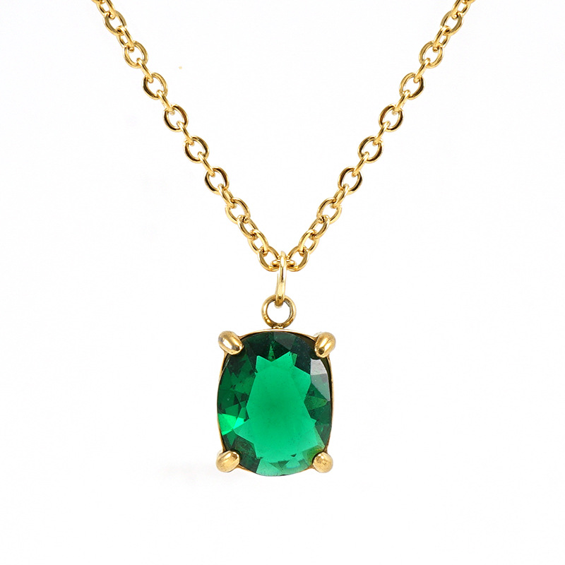 Irregular Zircon Pendant Necklace – Elegant Stainless Steel Jewelry