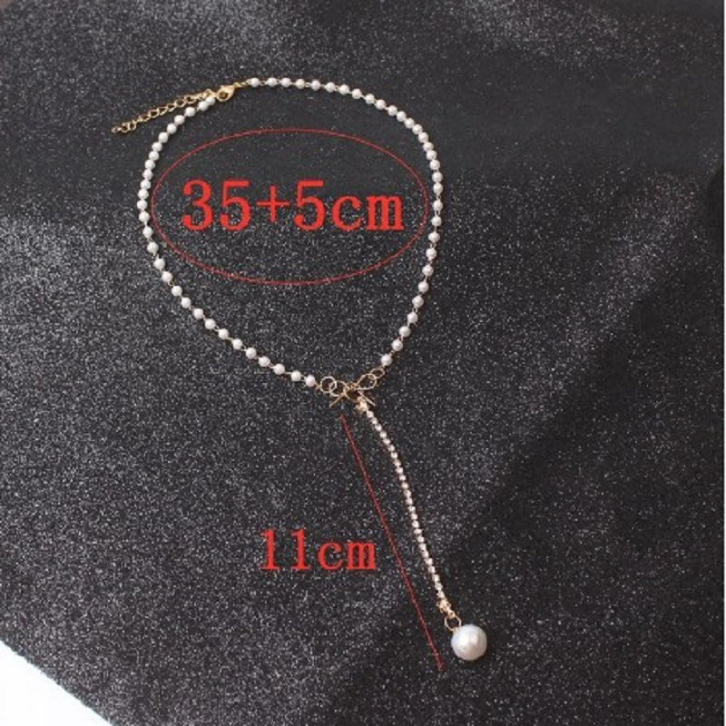 Graceful Bow & Pearl Tassel Necklace – Elegant Alloy Jewelry for Women