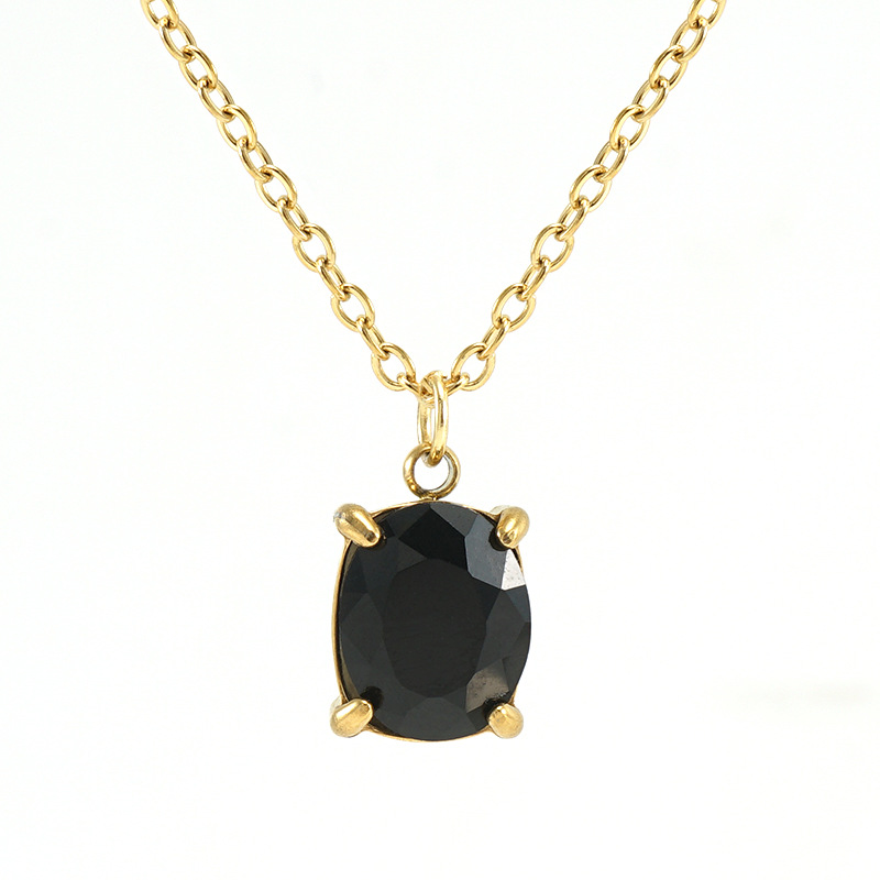 Irregular Zircon Pendant Necklace – Elegant Stainless Steel Jewelry