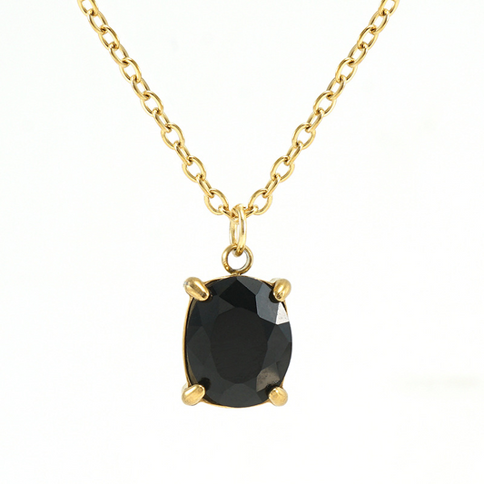 Irregular Zircon Pendant Necklace – Elegant Stainless Steel Jewelry