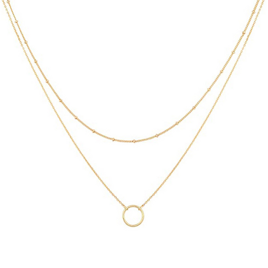 Double-Layer Round Ring Necklace – Elegant Alloy Jewelry for Women