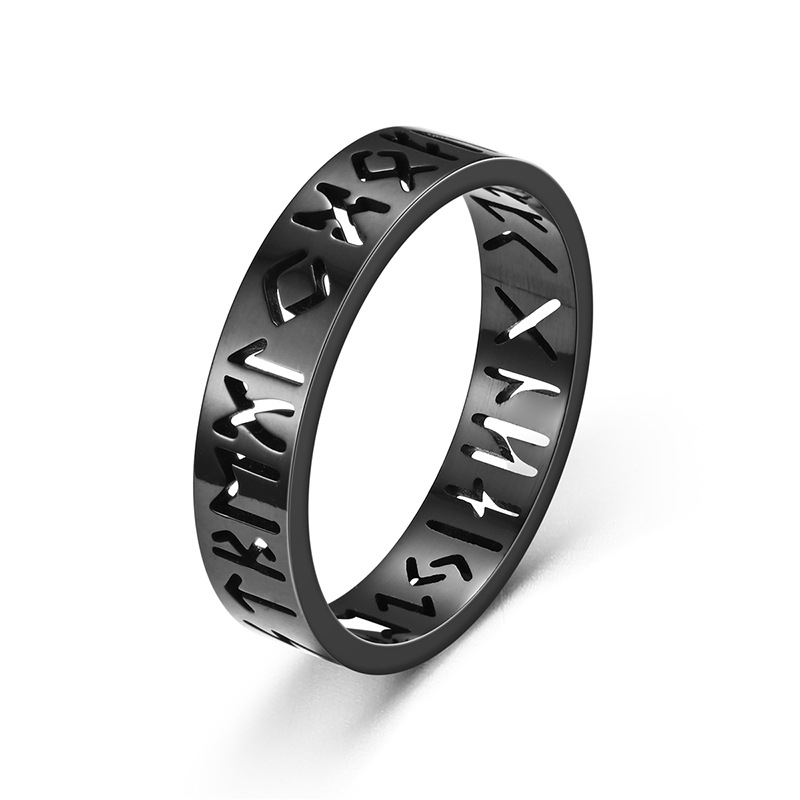 Viking Rune Titanium Steel Ring – Unisex Norse-Inspired Jewelry