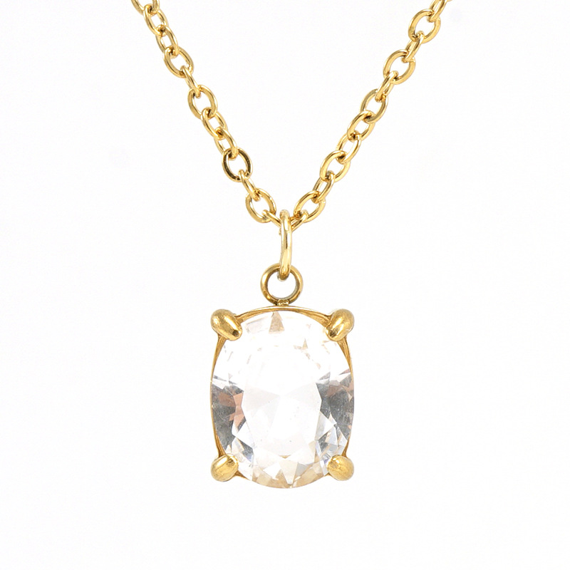 Irregular Zircon Pendant Necklace – Elegant Stainless Steel Jewelry