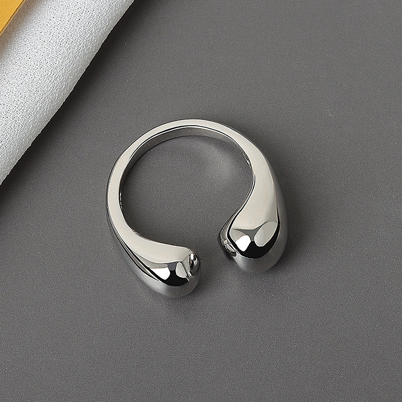 Elegant Water Drop Ring – Adjustable Copper Jewelry in Gold & Platinum