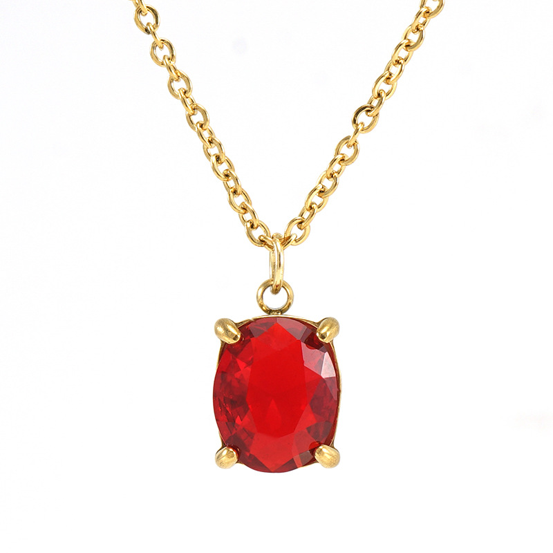 Irregular Zircon Pendant Necklace – Elegant Stainless Steel Jewelry